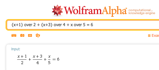 Ecuación de primera grado con WolframAlpha